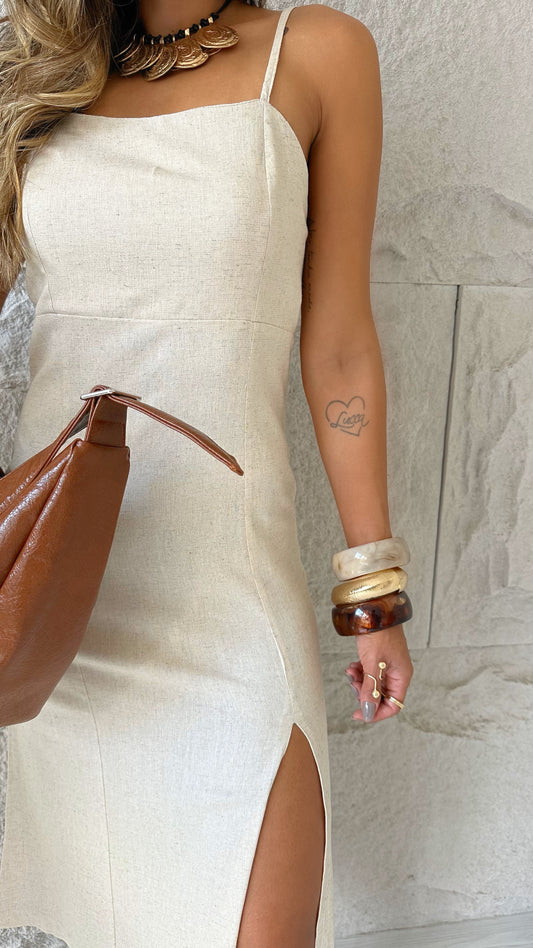 VESTIDO MIDI LINHO