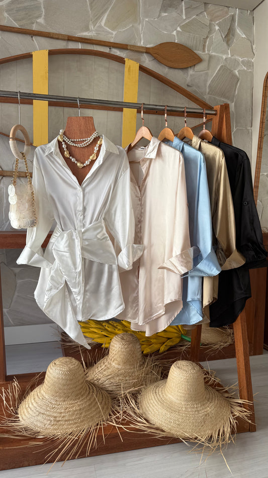 CAMISA DE CETIM COM LENÇO