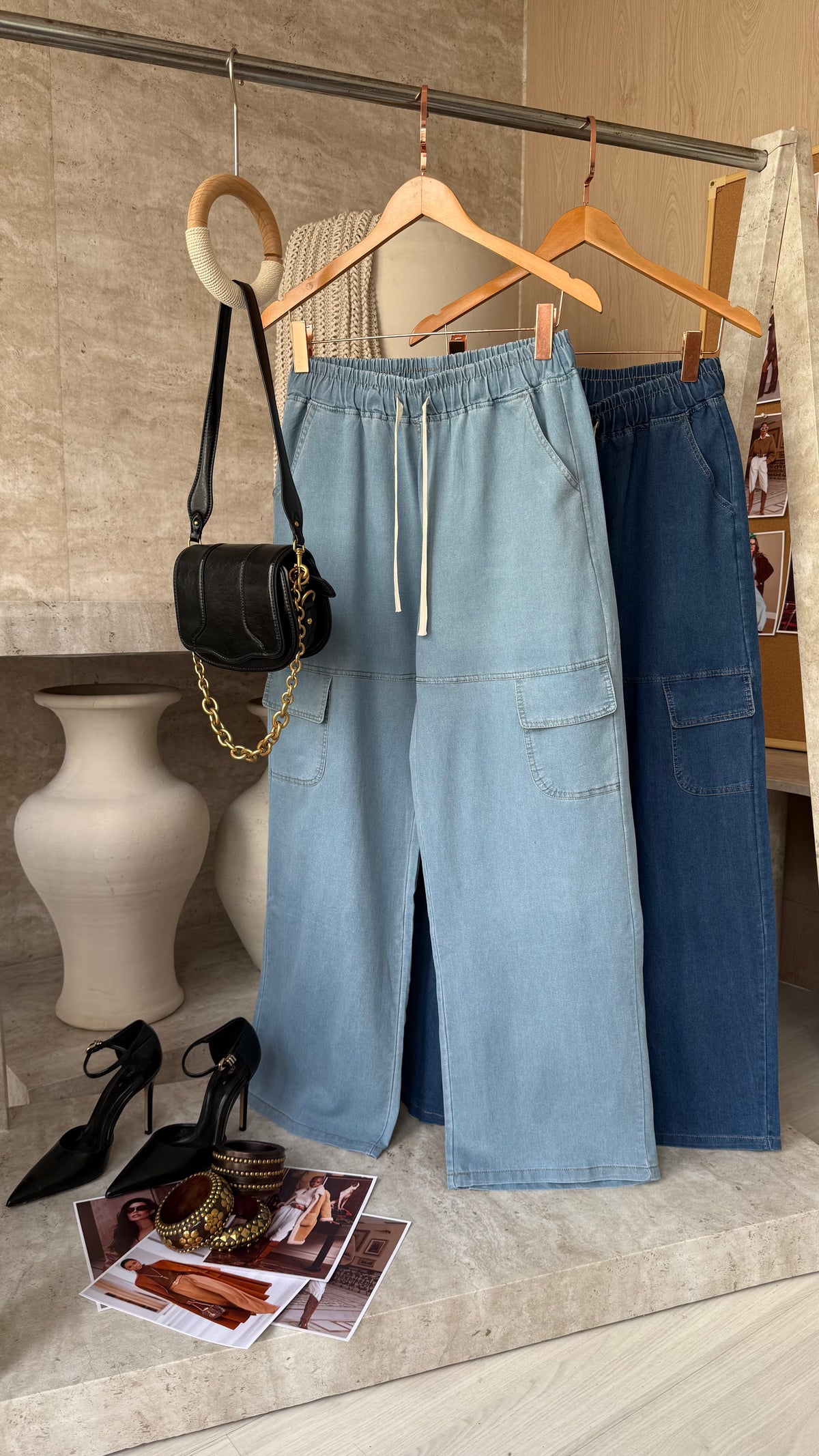 CALÇA CARGO JEANS