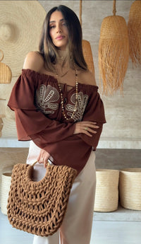 CROPPED BORDADO CONCHA