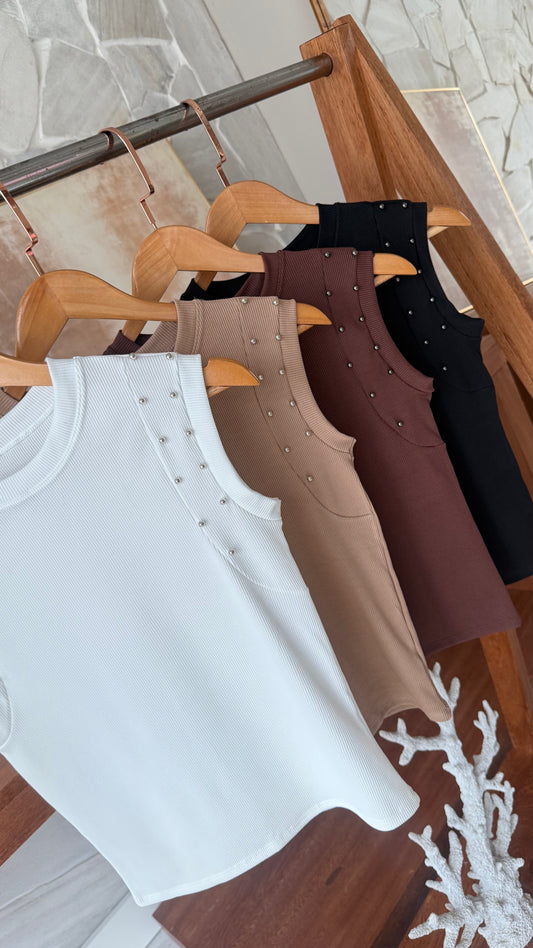BLUSA CANELADA BORDADA