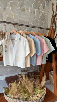 MINI CAMISA LINHO BORDADA