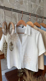 MINI CAMISA LINHO BORDADA